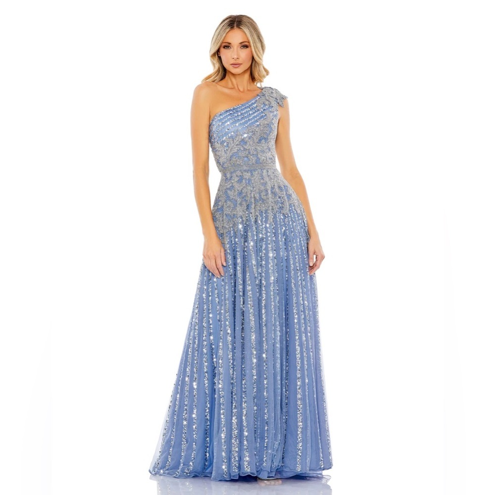 Mac Duggal 5679 NWT BEADED EMBELLISHED ONE SHOULDER A LINE GOWN